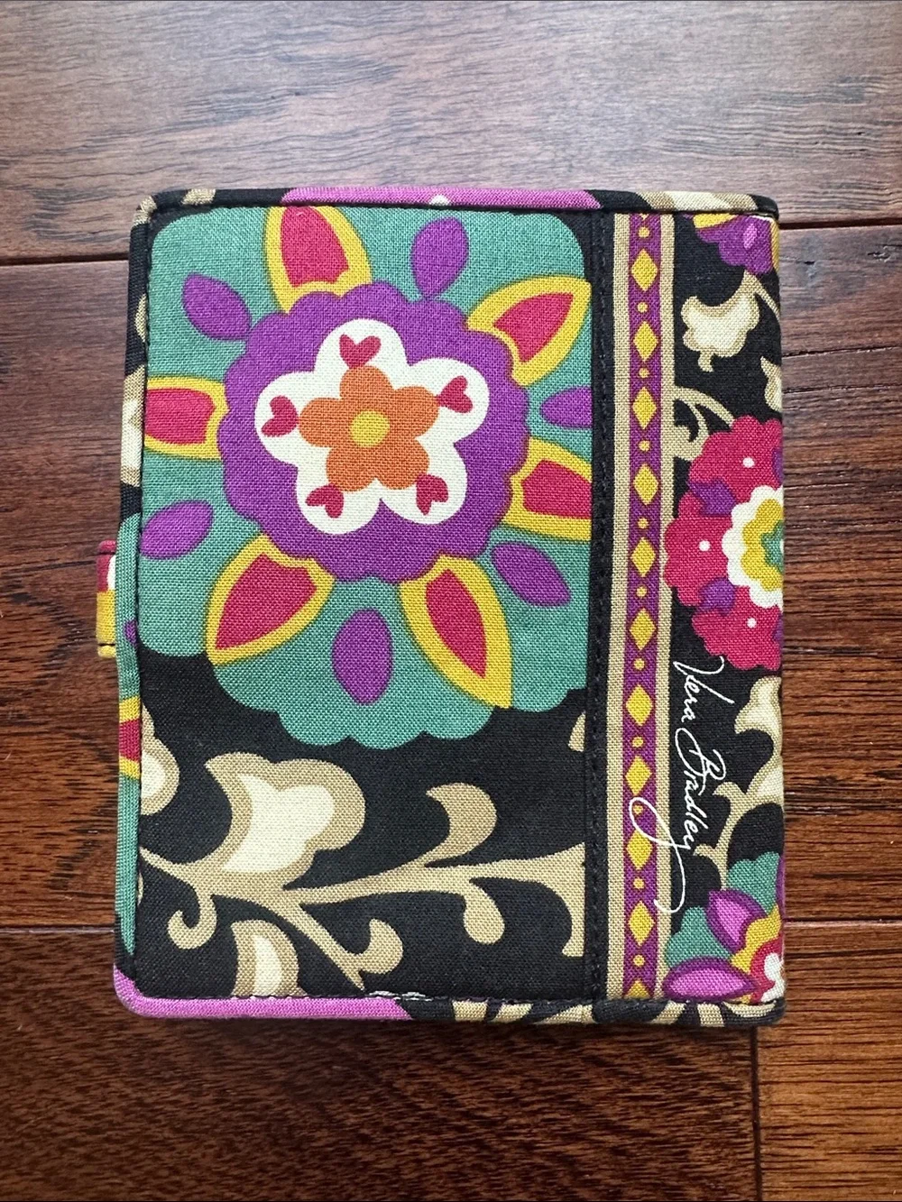 Vera Bradley Black Floral Snap passport holder